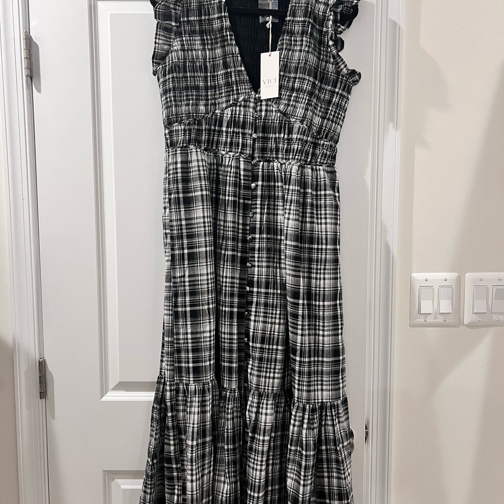 Vici Monochrome Plaid dress